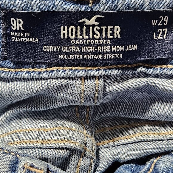 Hollister Curvy High Rise Mom Jeans Womens Size 9 Light Wash Distressed Denim - Picture 5 of 6